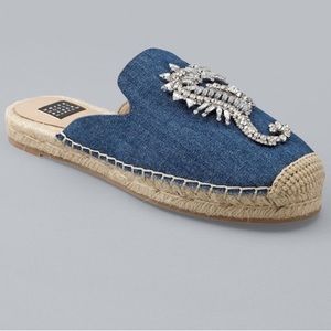 New WHBM Jeweled seahorse summer Espadrille Slides